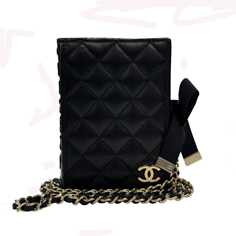 CHANEL Book Wallet Black Shoulder Bag Accessory Rion Coco Mark